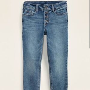 Old Navy Rockstar Super Skinny Ankle Mid Rise Women's Blue Jeans Fly Button Sz14
